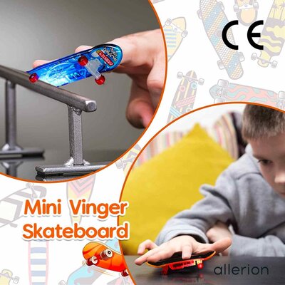 Allerion Allerion Fingerboard Set - Mini Vinger Skateboard - 12 Verschillende Skateboards - Accessoires Pakket