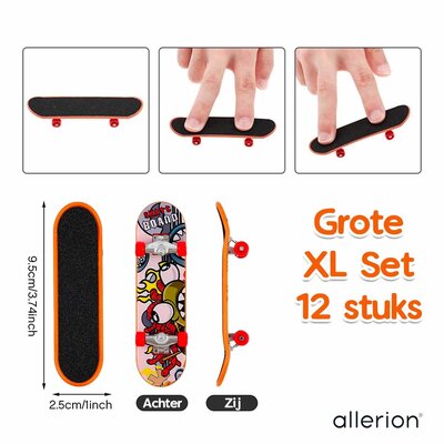 Allerion Allerion Fingerboard Set - Mini Vinger Skateboard - 12 Verschillende Skateboards - Accessoires Pakket