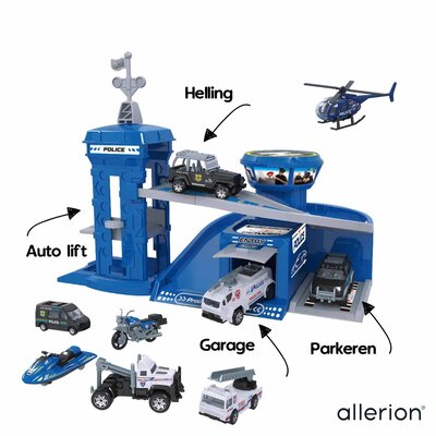 Allerion Allerion Speelgoed Politiebureau - Autogarage - Met Politie Auto Speelgoed - Voor Jongens en Meisjes
