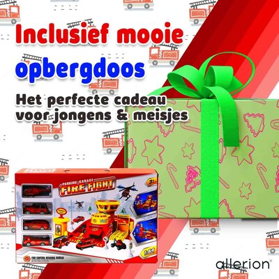 Allerion Allerion Speelgoed Garage Brandweer - Autogarage - Met Brandweer Auto Speelgoed - Voor Jongens en Meisjes