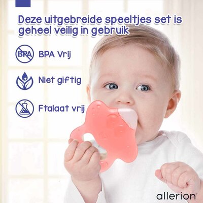 Allerion Allerion Baby Koelbijtringen Set - 8 Verschillende - In de Koelkast - Bijtspeelgoed - Met Koelelement - Vanaf 0 jaar