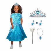 Allerion Allerion Prinsessenjurk Meisje Blauw - Verkleedkleren Elsa Frozen - Blauw Prinsessen Jurk - Inclusief Accessoires - Maat 100-140cm / 3 tot 8 jaar