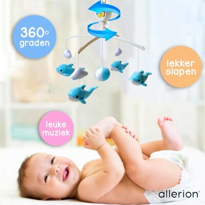 Allerion Allerion Muziekmobiel Dolfijn - Boxmobiel voor Baby - Met Muziek - Draait rond - Voor Jongens en Meisjes