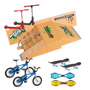 Allerion Allerion Fingerboard Starter Pakket - Mini Vinger Skateboard en BMX - Skatepark met Ramps - 9-delig