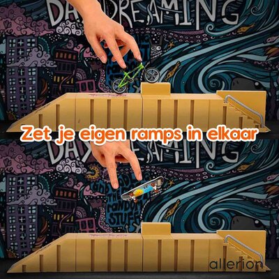 Allerion Allerion Fingerboard Starter Pakket - Mini Vinger Skateboard en BMX - Skatepark met Ramps - 9-delig