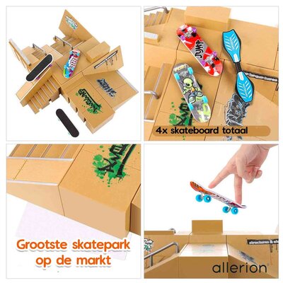 Allerion Allerion Fingerboard Set Large - Mini Vinger Skateboard - Skatepark met Ramps - 16-delig