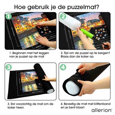 Allerion Allerion Puzzelmat - 66cm x 115cm - Oprolbaar - Inclusief opbergkoker en accessoires