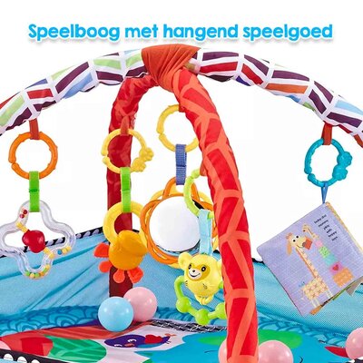 Allerion Allerion Baby Gym Ballenbak - Baby Speelmat - Opvouwbaar - Met 5 Hangers en 18 Ballen - Blauw – 80cm x 80cm