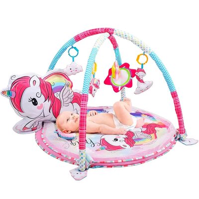Allerion Allerion Luxe Baby Gym Ballenbak Unicorn - Baby 4-in-1 Speelmat - Roze Eenhoorn Thema - 80cm x 80cm