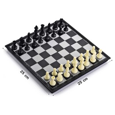 Allerion Allerion 3-in-1 Schaakbord Set - Schaken, Dammen, Backgammon - Schaakbord - Reis Spel - 25cm x 25cm