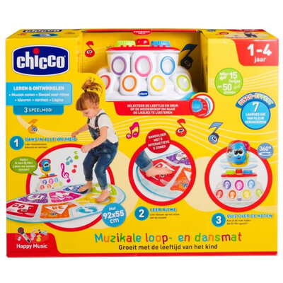 Chicco CHICCO Muzikale loop- en dansmat - Educatief -  Voor kinderen 1 tm 4 jaar - Met 15 Liedjes & 50 Zinnen