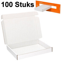 Merkloos 100 Stuks Brievenbusdoos A5 - KLEUR: WIT - 220x155x28 mm - Verzenddoos met bovenklep - Witte Brievenbusdozen