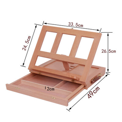 Decopatent Decopatent® - Workstation Tafel schildersezel Inklapbaar - Met Uitschuifbare Lade met 3 vakken - Tafel model Schilders ezel