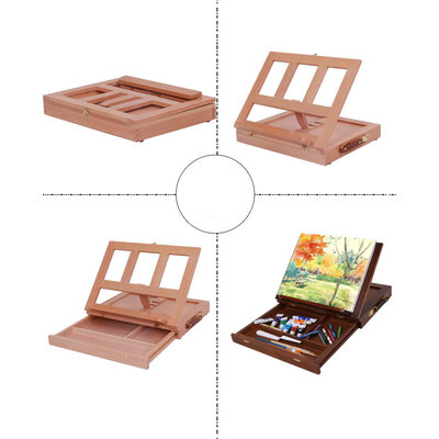 Decopatent Decopatent® - Workstation Tafel schildersezel Inklapbaar - Met Uitschuifbare Lade met 3 vakken - Tafel model Schilders ezel