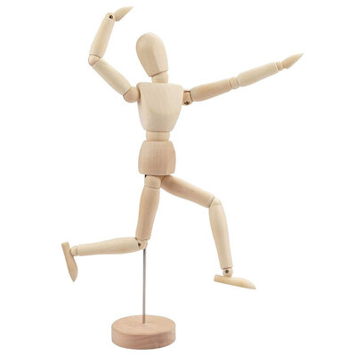 Decopatent Decopatent® - Houten Tekenpop 40 CM - Schilderen - Manikin - Schets - Tekenmodel - Tekenen - Schetsen - Houten Model Kunstenaar - Beweegbare Ledematen - Pop Houtsnijwerk Man - Actie Figuur - Mannequin - Massief Hout - Ledenpop