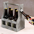 Kesper FSC® Houten Bierkrat met Bierflessen opener - Bier Flessenhouder voor 6 flessen met opener - Bier butler - Bierkrat Flessen Drager - Bier Krat - Afm. 25 x 16,8 x 32 Cm.