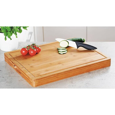 Kesper Zeer Luxe Proffesionele Snijplank, Bamboe 50 x 40 x 5 cm - Met handvat uitsparing
