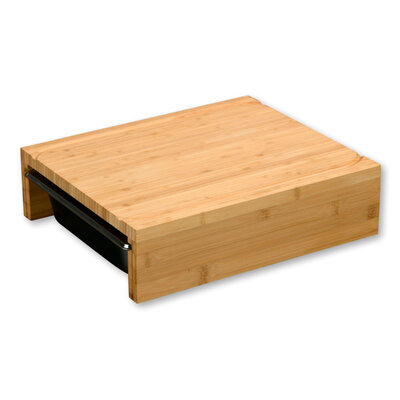 Kesper XL FSC® Bamboe Houten Snijplank met 2 RVS Laden  - 2in1 Verhoogde Snij Plank met 2 RVS Uitschuifbare laden aan de Zijkant (Opvangbakken) - Afm. 35 x 29 x 9.5 Cm.