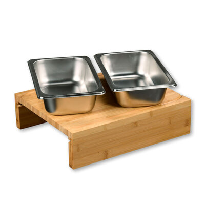 Kesper XL FSC® Bamboe Houten Snijplank met 2 RVS Laden  - 2in1 Verhoogde Snij Plank met 2 RVS Uitschuifbare laden aan de Zijkant (Opvangbakken) - Afm. 35 x 29 x 9.5 Cm.