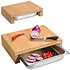 Kesper FSC® Bamboe Houten Snijplank met 1 RVS Lade  - 2in1 Verhoogde Snij Plank met 1 RVS Uitschuifbare laden aan de Voorkant (Opvangbakken) - Afm. 37.5 x 27.5 x 9.5 Cm.