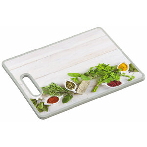 Kesper Snij- en Serveerplank - Afm. 38 x 30x 1.2 Cm - Kunststof - Motief: Herbs and Spices