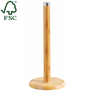 Kesper FSC® Bamboe Houten Keukenrolhouder - Keuken rolhouder Bamboe met Stainless Steel bovenzijde - Keukenpapier houder / standaard staand model - Rolhouder