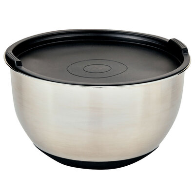 Kesper RVS Mengkom Ø24 Cm. - Mengkom met Silicone Deksel - Beslagkom met Deksel - Mixing bowl - Afm. 24 x 24 x 15 Cm.