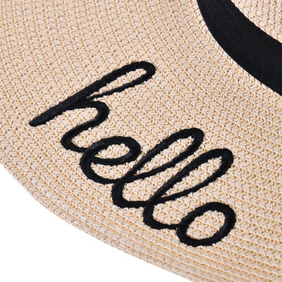 Decopatent Decopatent - Zonnehoed Dames - Hello Summer - Zomerhoed - Strohoed UV - Strandhoed Hoofddeksel met Brede rand - Hoed voor Volwassenen - Kleur: Naturel