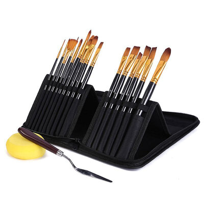 Decopatent Decopatent® - Penselen Set - Schilderen - Acrylverf - Olieverf - Penselenset - Met Opberg Etui en 17 stuks Kwasten