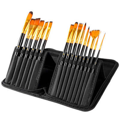 Decopatent Decopatent® - Penselen Set - Schilderen - Acrylverf - Olieverf - Penselenset - Met Opberg Etui en 17 stuks Kwasten