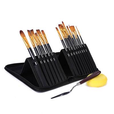 Decopatent Decopatent® - Penselen Set - Schilderen - Acrylverf - Olieverf - Penselenset - Met Opberg Etui en 17 stuks Kwasten