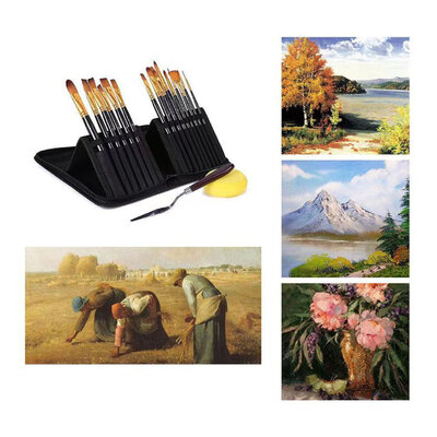 Decopatent Decopatent® - Penselen Set - Schilderen - Acrylverf - Olieverf - Penselenset - Met Opberg Etui en 17 stuks Kwasten