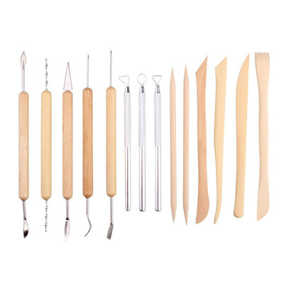 Decopatent Decopatent® - Klei Gereedschap - 14-delig - Boetseergereedschap - Spatels / Mes / Mesjes / Mirettes - Pottenbakken Boetseren Boetseer Set - Beeldhouwen - Keramiek / Polymeer / Boetseerklei gereedschap - Modelleer - Kleigereedschap