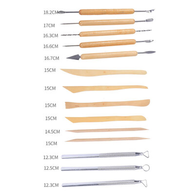 Decopatent Decopatent® - Klei Gereedschap - 14-delig - Boetseergereedschap - Spatels / Mes / Mesjes / Mirettes - Pottenbakken Boetseren Boetseer Set - Beeldhouwen - Keramiek / Polymeer / Boetseerklei gereedschap - Modelleer - Kleigereedschap