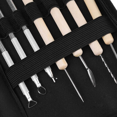 Decopatent Decopatent® - Klei Gereedschap - 14-delig - Boetseergereedschap - Spatels / Mes / Mesjes / Mirettes - Pottenbakken Boetseren Boetseer Set - Beeldhouwen - Keramiek / Polymeer / Boetseerklei gereedschap - Modelleer - Kleigereedschap