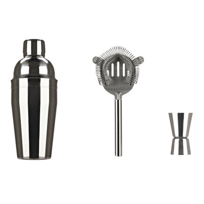 Decopatent Decopatent® Cocktail Set 4-delig - Professionele barset met Shaker - Cocktail maatbeker - Zeef - Cocktailshaker set