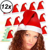 Decopatent Decopatent - 12 STUKS Kerstmutsen - Kerstmuts Volwassenen - Rood met Witte rand Kerst muts - Kerstmutsen voor Volwassenen - Man - Vrouw Kerstmuts