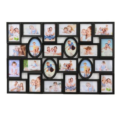 Decopatent Decopatent - XL Fotolijst Collage voor 24 Foto's van (15x10 & 10x15 Cm) - Fotolijsten - Fotolijstje met 24 fotokaders - 86.5 x 58 Cm - Zwart