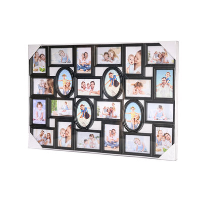 Decopatent Decopatent - XL Fotolijst Collage voor 24 Foto's van (15x10 & 10x15 Cm) - Fotolijsten - Fotolijstje met 24 fotokaders - 86.5 x 58 Cm - Zwart
