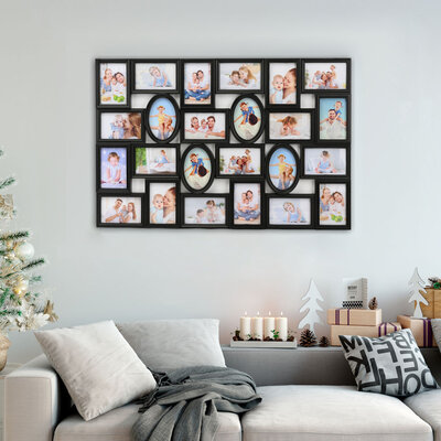 Decopatent Decopatent - XL Fotolijst Collage voor 24 Foto's van (15x10 & 10x15 Cm) - Fotolijsten - Fotolijstje met 24 fotokaders - 86.5 x 58 Cm - Zwart