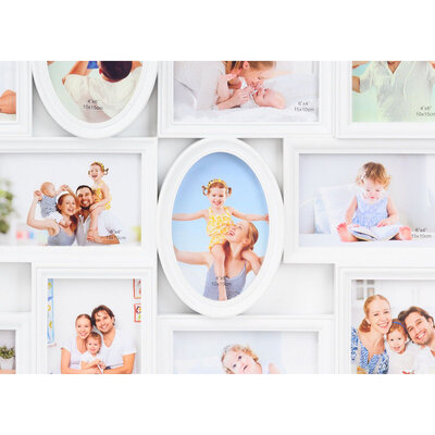 Decopatent Decopatent - XL Fotolijst Collage voor 24 Foto's van (15x10 & 10x15 Cm) - Fotolijsten - Fotolijstje met 24 fotokaders - 86.5 x 58 Cm - Wit