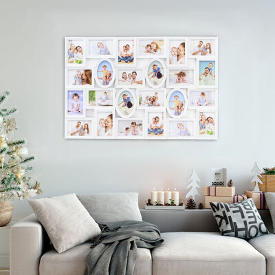Decopatent Decopatent - XL Fotolijst Collage voor 24 Foto's van (15x10 & 10x15 Cm) - Fotolijsten - Fotolijstje met 24 fotokaders - 86.5 x 58 Cm - Wit