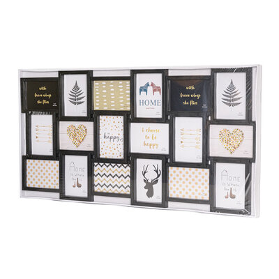 Decopatent Decopatent - XL Fotolijst Collage voor 18 Foto's van (13x18 & 18x13 Cm) - Fotolijsten - Fotolijstje met 18 fotokaders - 101 x 52 Cm - Zwart