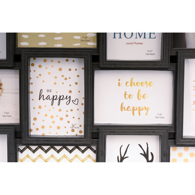 Decopatent Decopatent - XL Fotolijst Collage voor 18 Foto's van (13x18 & 18x13 Cm) - Fotolijsten - Fotolijstje met 18 fotokaders - 101 x 52 Cm - Zwart