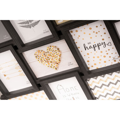 Decopatent Decopatent - XL Fotolijst Collage voor 18 Foto's van (13x18 & 18x13 Cm) - Fotolijsten - Fotolijstje met 18 fotokaders - 101 x 52 Cm - Zwart