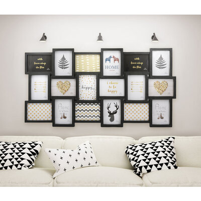 Decopatent Decopatent - XL Fotolijst Collage voor 18 Foto's van (13x18 & 18x13 Cm) - Fotolijsten - Fotolijstje met 18 fotokaders - 101 x 52 Cm - Zwart