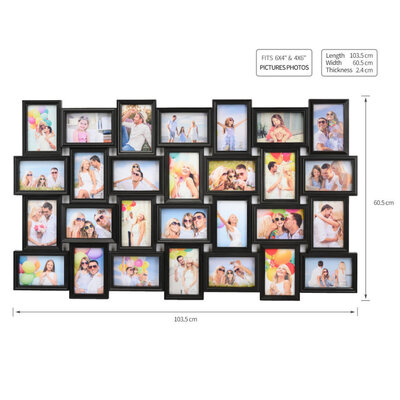 Decopatent Decopatent - XL Fotolijst Collage voor 28 Foto's van (10x15 & 15x10 Cm) - Fotolijsten - Fotolijstje met 28 fotokaders - 103 x 60 Cm - Zwart
