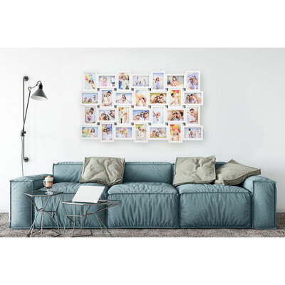 Decopatent Decopatent - XL Fotolijst Collage voor 28 Foto's van (10x15 & 15x10 Cm) - Fotolijsten - Fotolijstje met 28 fotokaders - 103 x 60 Cm - Wit