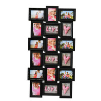 Decopatent Decopatent - XL Fotolijst Collage voor 18 Foto's van (10x15 & 15x10 Cm) - Fotolijsten - Fotolijstje met 18 fotokaders - 52 x 102 Cm - Zwart