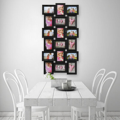 Decopatent Decopatent - XL Fotolijst Collage voor 18 Foto's van (10x15 & 15x10 Cm) - Fotolijsten - Fotolijstje met 18 fotokaders - 52 x 102 Cm - Zwart
